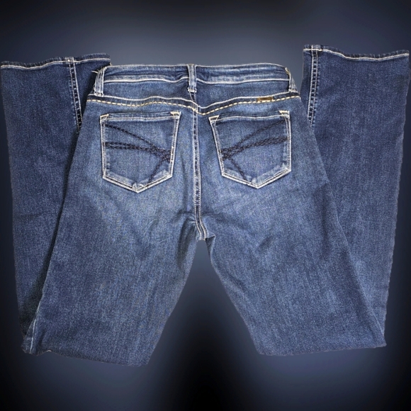 Kancan Medium Wash Whiskered Stretchy Contrast Stitching. 29 - Picture 1 of 14